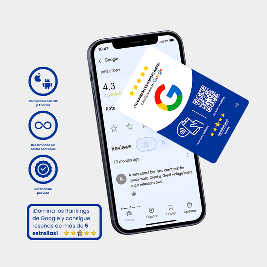 Tarjeta NFC con QR para reseñas en Google