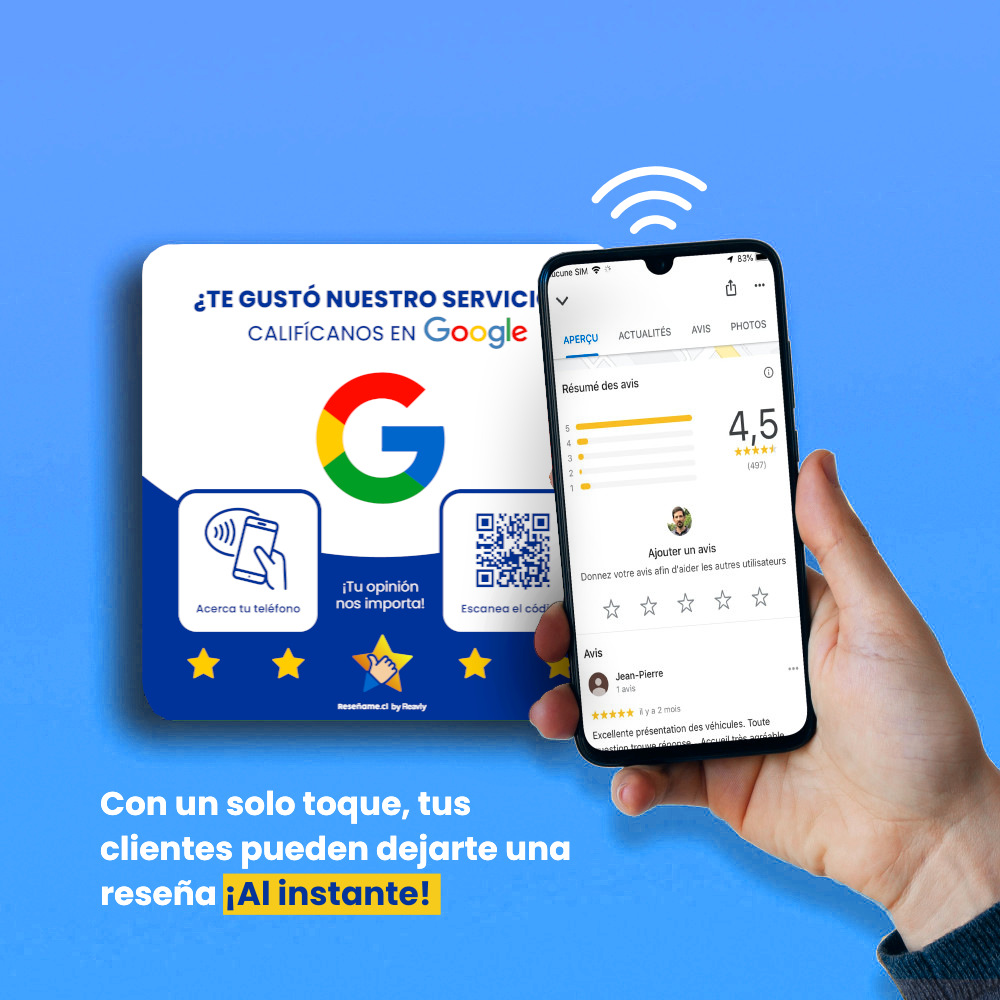 Placa NFC con QR de reseñas Google