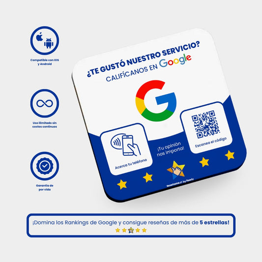 Placa NFC con QR de reseñas Google