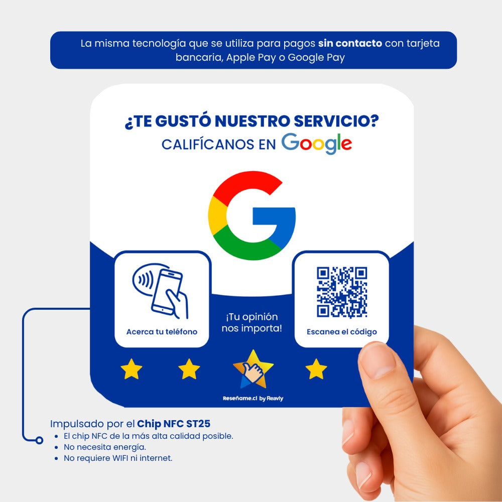 Placa NFC con QR de reseñas Google
