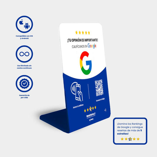 Stand PVC NFC con QR para reseñas de Google