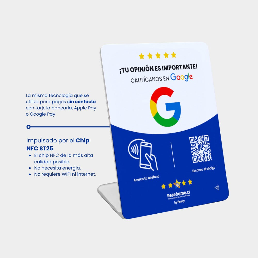 Stand PVC NFC con QR para reseñas de Google